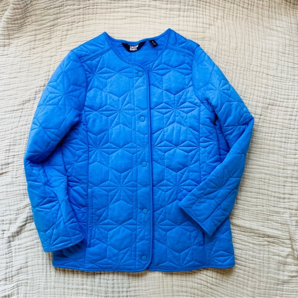 Lands' End Jackets & Blazers - Lands’ End Bright Blue Quilted Insulated Jacket Snaps Barn Jacket